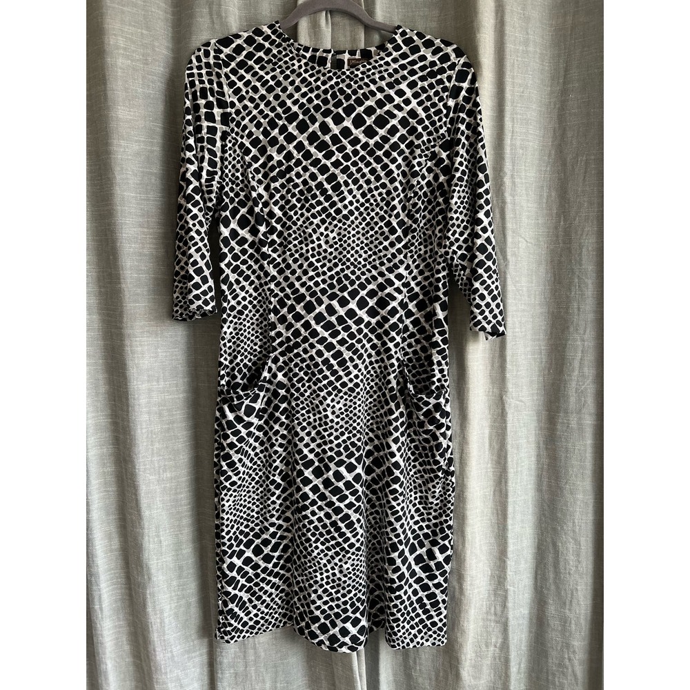J. McLaughlin Black/Gray Snake Print 3/4 Sleeve Dress | Women's L US